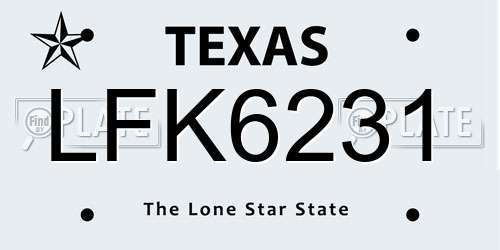 LFK6231 Texas License Plate