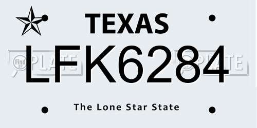 LFK6284 Texas License Plate