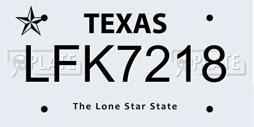 LFK7218 Texas License Plate