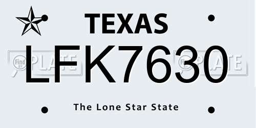 LFK7630 Texas License Plate