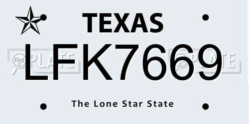 LFK7669 Texas License Plate