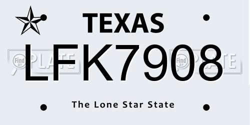 LFK7908 Texas License Plate