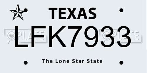 LFK7933 Texas License Plate