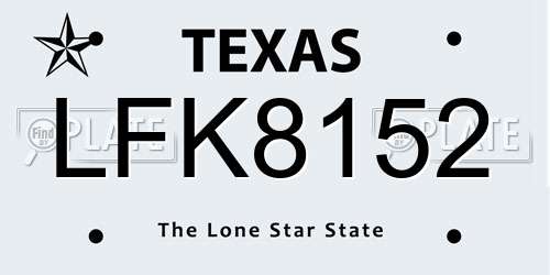 LFK8152 Texas License Plate