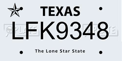 LFK9348 Texas License Plate