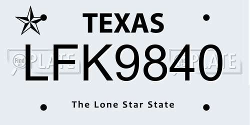 LFK9840 Texas License Plate