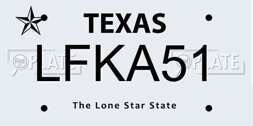 LFKA51 Texas License Plate