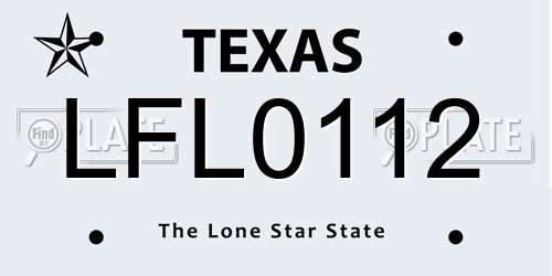 LFL0112 Texas License Plate