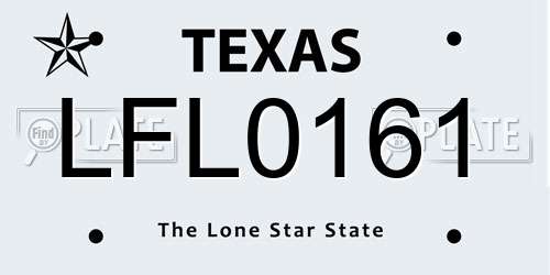 LFL0161 Texas License Plate
