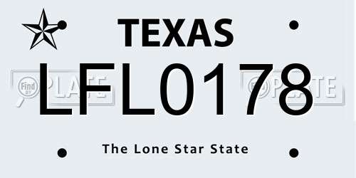 LFL0178 Texas License Plate
