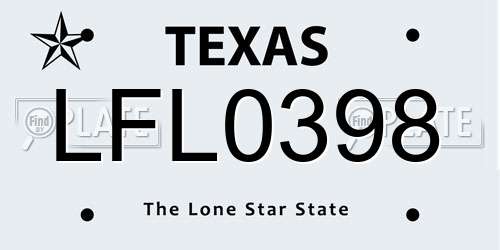 LFL0398 Texas License Plate