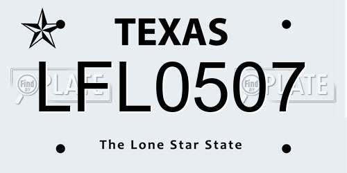 LFL0507 Texas License Plate