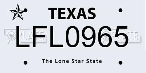LFL0965 Texas License Plate