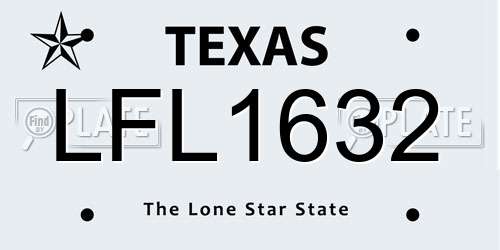 LFL1632 Texas License Plate