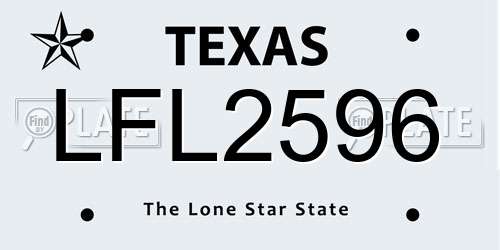 LFL2596 Texas License Plate