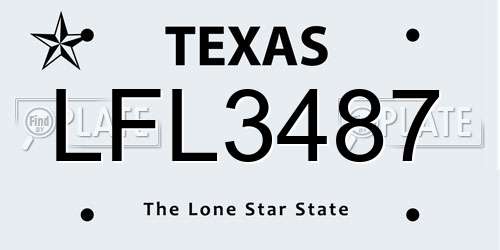 LFL3487 Texas License Plate