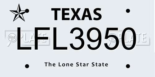 LFL3950 Texas License Plate