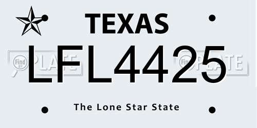LFL4425 Texas License Plate