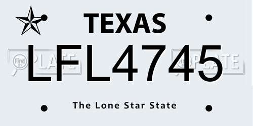 LFL4745 Texas License Plate