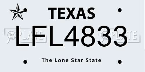 LFL4833 Texas License Plate