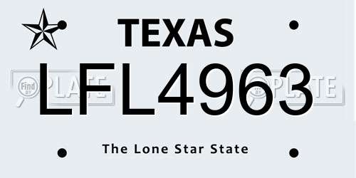 LFL4963 Texas License Plate