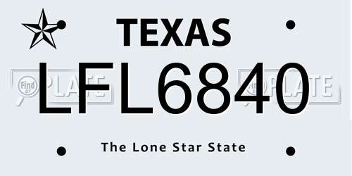 LFL6840 Texas License Plate