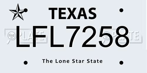 LFL7258 Texas License Plate