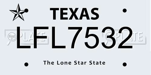 LFL7532 Texas License Plate