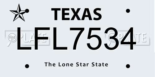 LFL7534 Texas License Plate
