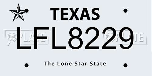 LFL8229 Texas License Plate
