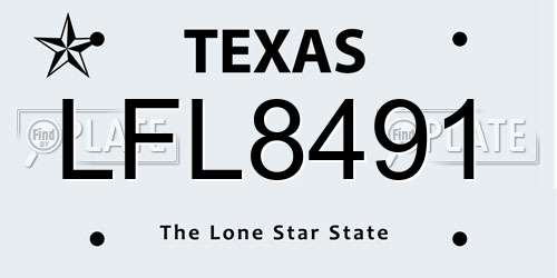LFL8491 Texas License Plate