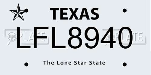 LFL8940 Texas License Plate
