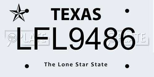 LFL9486 Texas License Plate