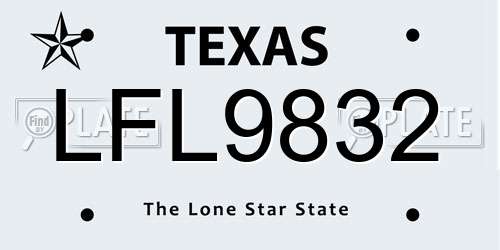 LFL9832 Texas License Plate