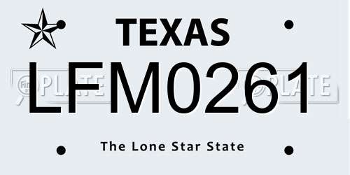 LFM0261 Texas License Plate