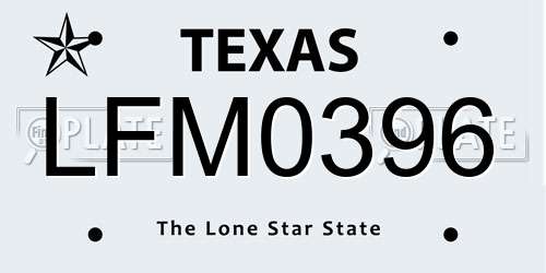 LFM0396 Texas License Plate