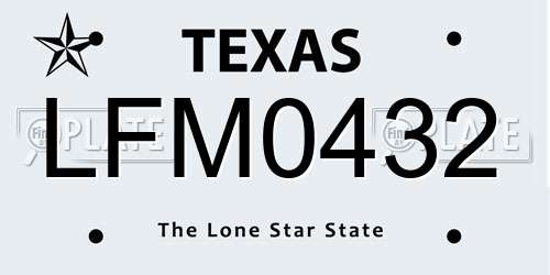LFM0432 Texas License Plate