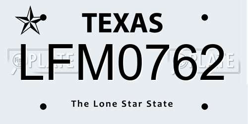 LFM0762 Texas License Plate