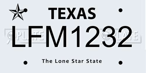 LFM1232 Texas License Plate