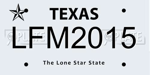 LFM2015 Texas License Plate