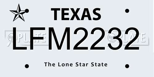 LFM2232 Texas License Plate