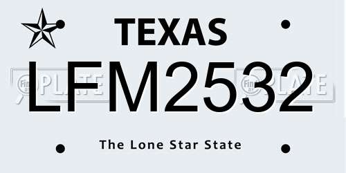 LFM2532 Texas License Plate