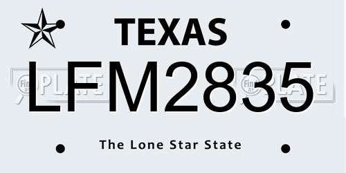 LFM2835 Texas License Plate