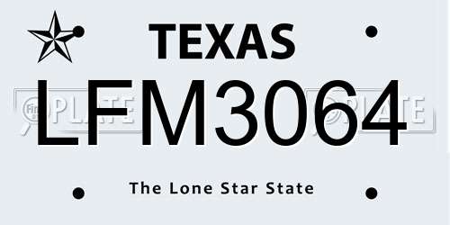 LFM3064 Texas License Plate