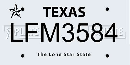 LFM3584 Texas License Plate