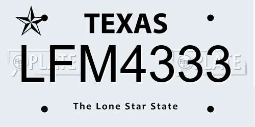 LFM4333 Texas License Plate