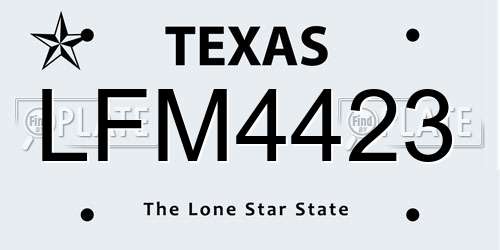 LFM4423 Texas License Plate