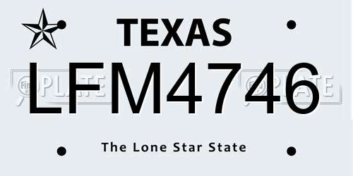 LFM4746 Texas License Plate