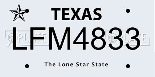 LFM4833 Texas License Plate