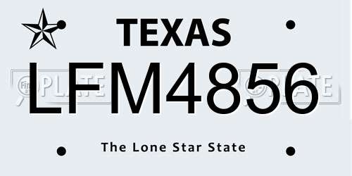 LFM4856 Texas License Plate